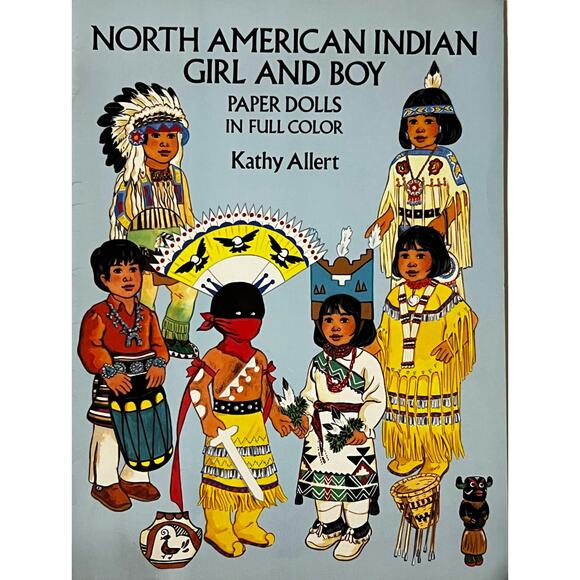UNCUT North American Indian Girl-Boy Full Color Paper Dolls  Kathy Allert 1992 - Picture 1 of 4